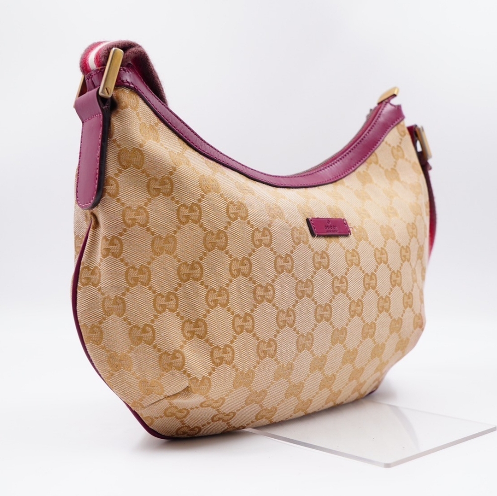 (MT388) GUCCI Monogram Web Halfmoon Crossbody Bag - Picture 7 of 16